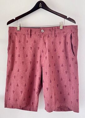 Atlantis Men’s Shorts 34 Red Lobster Pockets Stretch Beach Summer Lightweight
